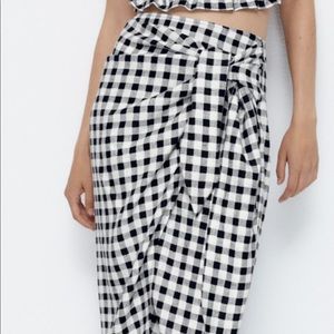Zara gingham wrap skirt